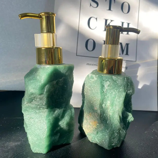 1 PCS Natural Pink Crystal Stone Press Bottle Dispenser 30ml Liquid Dispenser Shower Gel Wash Light Luxury Bathroom Accessory