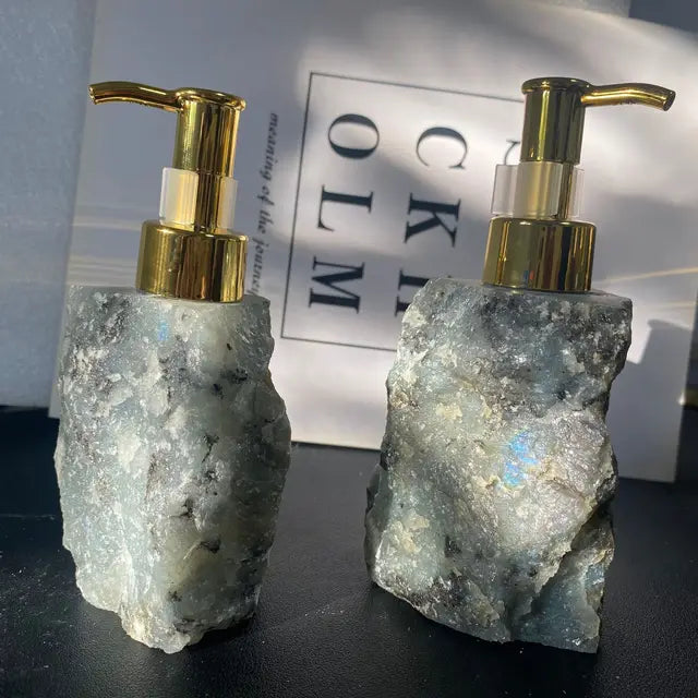 1 PCS Natural Pink Crystal Stone Press Bottle Dispenser 30ml Liquid Dispenser Shower Gel Wash Light Luxury Bathroom Accessory