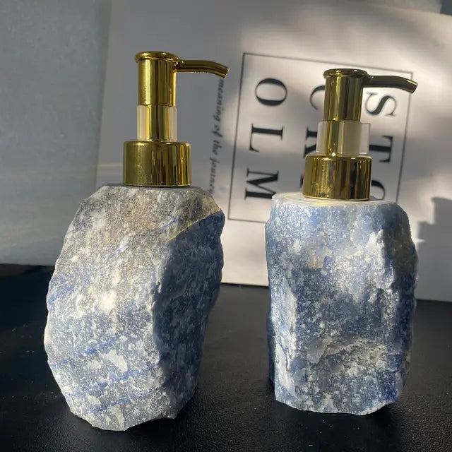 1 PCS Natural Pink Crystal Stone Press Bottle Dispenser 30ml Liquid Dispenser Shower Gel Wash Light Luxury Bathroom Accessory