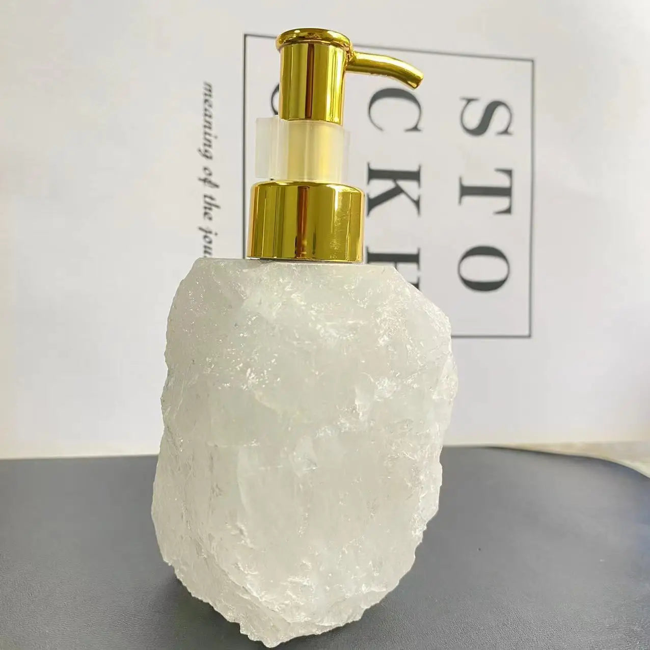 1 PCS Natural Pink Crystal Stone Press Bottle Dispenser 30ml Liquid Dispenser Shower Gel Wash Light Luxury Bathroom Accessory