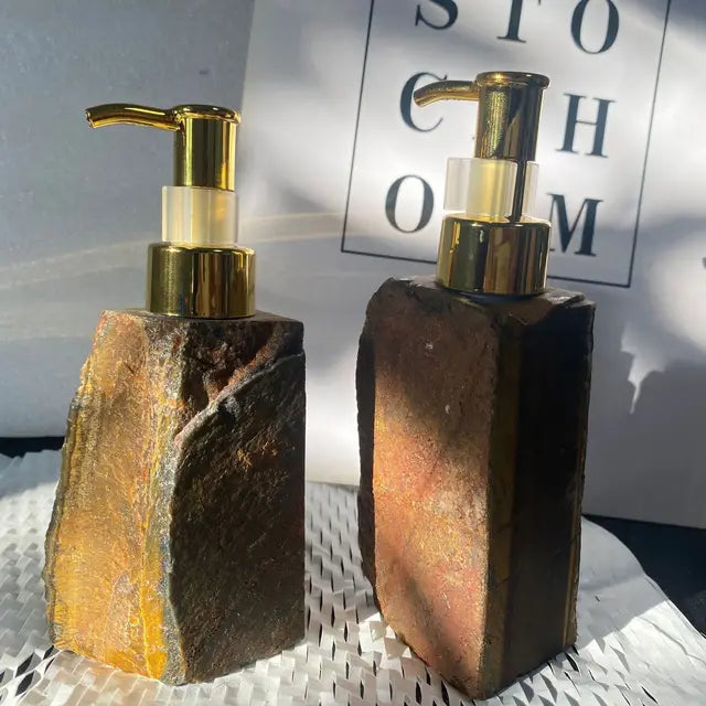1 PCS Natural Pink Crystal Stone Press Bottle Dispenser 30ml Liquid Dispenser Shower Gel Wash Light Luxury Bathroom Accessory